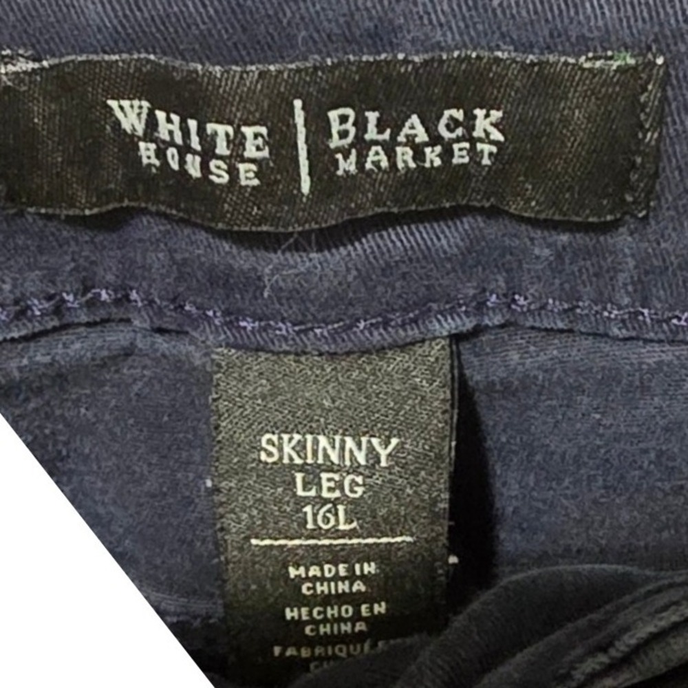16 L Long WHBM White House Black Market navy skinny cargo pocket lace ankle pant - Picture 3 of 3